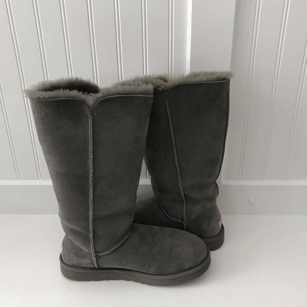Ugg Gray Bailey Button Tall Women's Boots - Picture 4 of 7